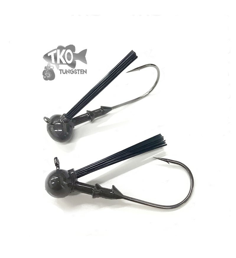 *TKO Tungsten weedless FOOTBALL jig heads MATTE BlackNO Chip 2 sizes 4