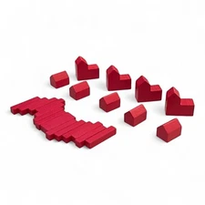 Catan Game Complete Set Cities Settlements and Roads Red Official Pieces NEW!