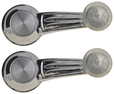 2 NEW Manual Window Crank Handles Chrome Clear Knob for 67-81 Camaro Firebird