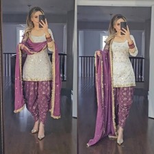 ROBE INDIENNE COSTUME BOLLYWOOD MARIAGE PAKISTANAIS DHOTI TOP SALWAR KAMEEZ P...
