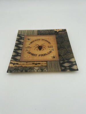 Halloween Glass Decorative Tiered Tray Display Plate Black Spider