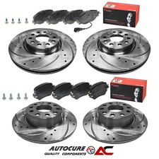 PER SKODA OCTAVIA VRS MK3 TDI DISCHI FORATI E SCANALATI ANTERIORI E POSTERIORI + PASTIGLIE BREMBO