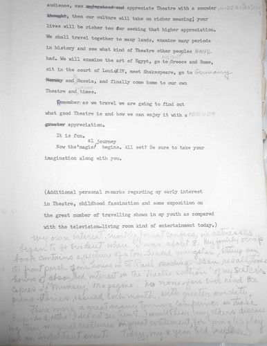 Actress Blanche Yurka - Dear Audience - Typed and handwritten outline Manuscript - Picture 3 of 12