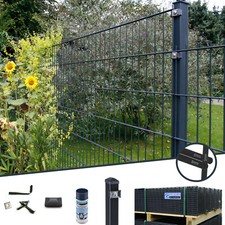 Doppelstabmattenzaun ⭐ anthrazit ⭐ Höhe 830 bis 2030 mm ⭐ Gartenzaun Komplettset