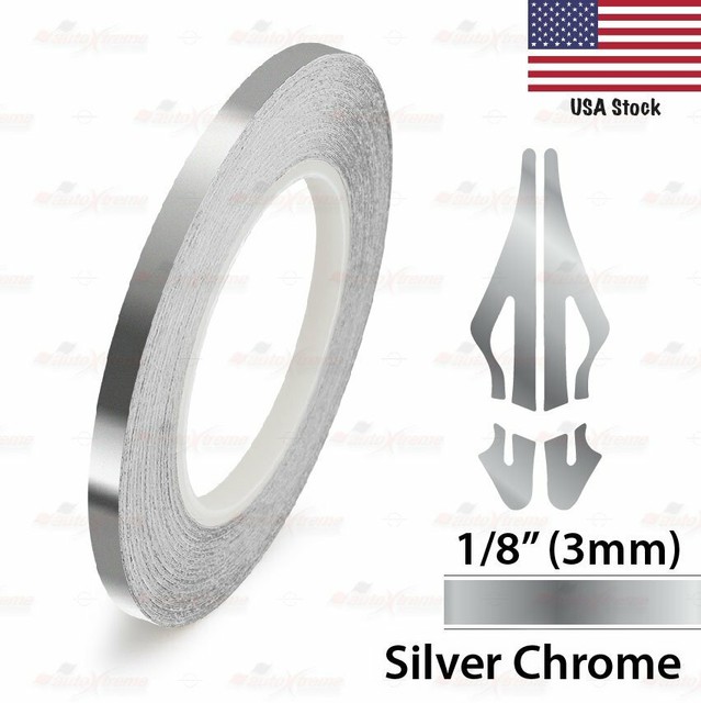 SILVER CHROME 1/8" PIN STRIPE Car Model Pinstriping Decal TAPE Vinyl