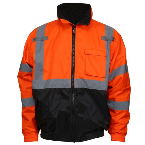 REFLECTIVE BOMBER JACKET HI-VIS ORANGE WATERPROOF MCR SAFETY CLASS 3 ...