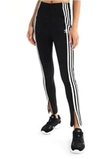 adidas Tights Black 3 Stripes Thick Warm Running Ankle Zip Pocket Women X/S EUC
