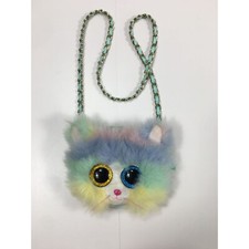 TY Beanie Boos Cat Crossbody Purse - Rainbow Fur Chain Strap Glitter Interior