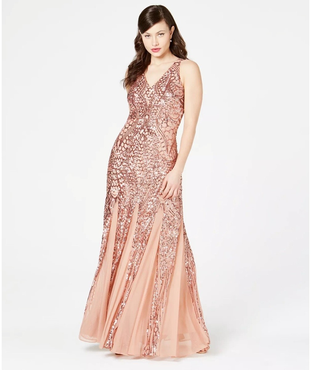 Nightway Petite Sleeveless Pleated Sequin Embellished Gown Sz 6p $189