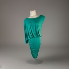Elegant Sexy Plus Size 26  Cape Sleeve Green Drape Side Zip Dress By Ashro NWT