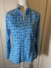 Sigrid Olsen Jacket Golf and Tennis Activewear Mock Neck Blue Shell Large
