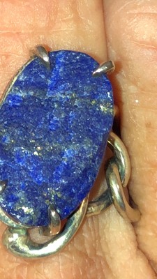  Lapis Raw Set In Free Form SS925 Sz 8 