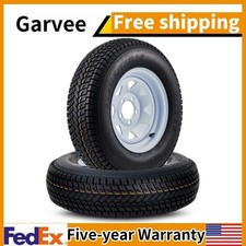 2 Pack St205 75d14 Tires 5 Lug On 4.5 Trailer Tire With 14 Rims Lawn Mower Us