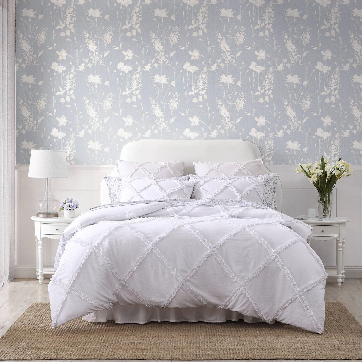 Laura Ashley - Set di biancheria da letto queen size, morbido rasatello di cotone – elegante, liscio e traspirante, decorazione per la casa (Rena Teal, Queen