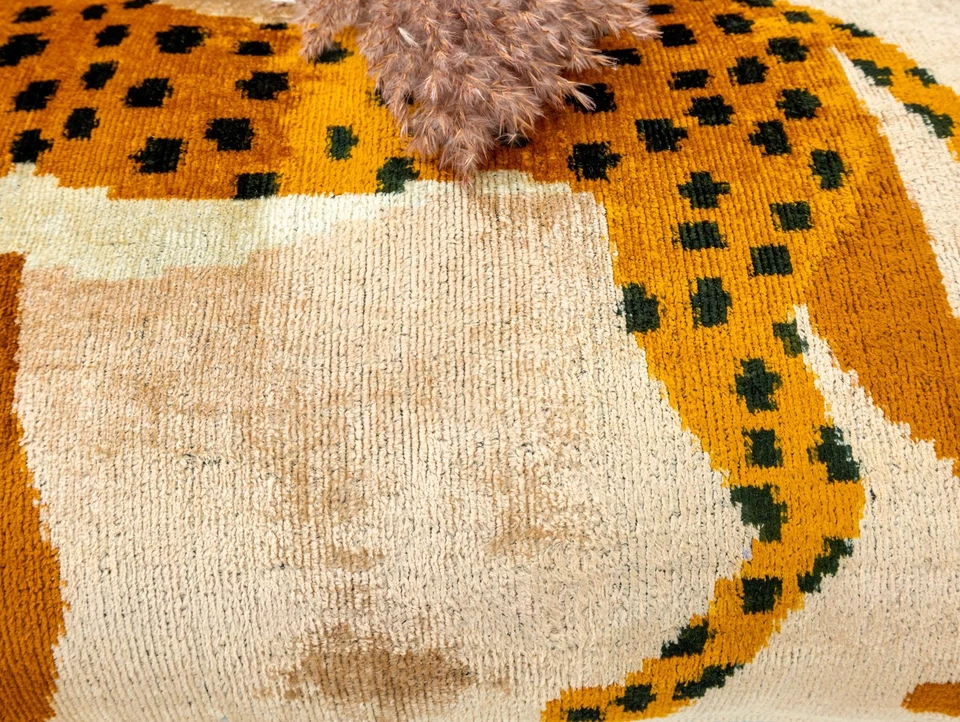 Boho Safari шелковая бархатная поясничная подушка — чехол ручной работы Ikat Cheetah 16x24 дюйма - Изображение 3 из 4