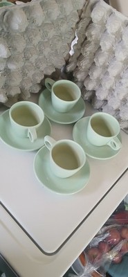 Boonton Set of 4 Coffee/Tea Cups With Saucers Melamine  Atomic  Collection