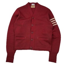 VTG HL Whiting Letterman Wool Sweater Men 40 Small Varsity Cardigan 50s Striped