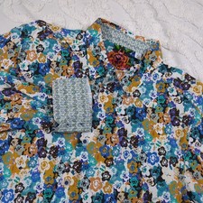 Robert Graham Flip Cuff Shirt Mens XL Classic Fit Floral Abstract Long Sleeve