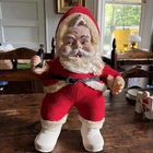 17" Vintage Rushton Coca Cola Santa Claus Doll w/ Coke Bottle Rubber Face Xmas