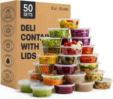 Healthy Packers® 8oz Plastic Food Storage Containers with Lids - (50 pack)