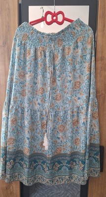 SHEIN Damen Boho Maxirock Blumenmuster blau/beige elastischer Bund XL