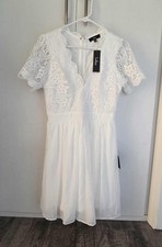 NEW Lulus White V-Neck Lace Mini Women Dress Size XS