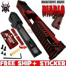 AGGRESSIVE ARMS DIABLO BTL RED PORTED RMR Slide BARREL for GLOCK 19 GEN 5 COMP'D