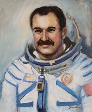Portrait of cosmonaut Zholobov - Original Oil Painting on canvas Signed Art work