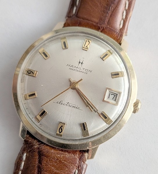 HAMILTON MASTERPIECE ELECTRONIC. 10K GF. 1970S. EXCELLENT
