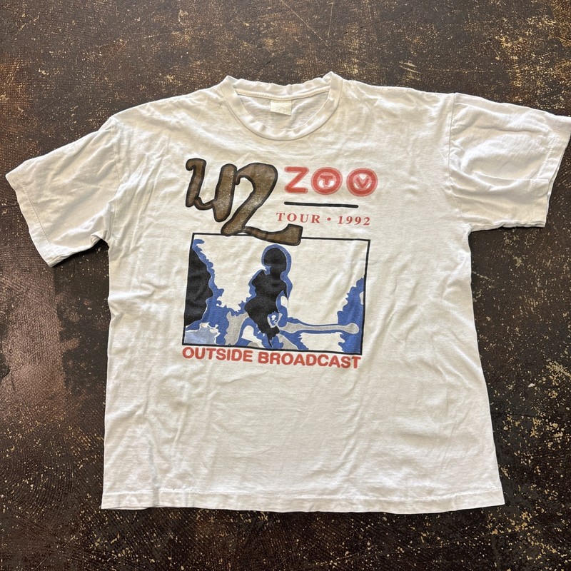 Vintage 1992 U2 Shirt Zoo TV Tour Outside Broadcast Size XL Single Stitch Band