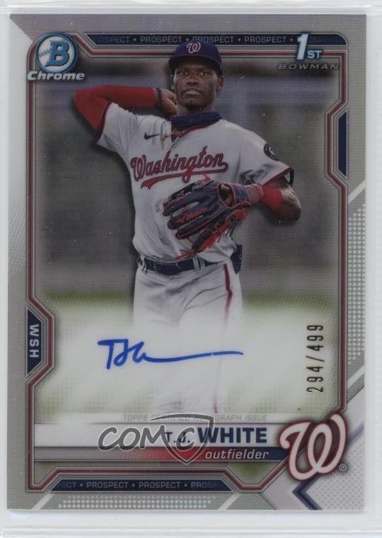 2021 Bowman Draft Chrome Pick Refractor /499 TJ White #CDA-TWH Auto 1q4v