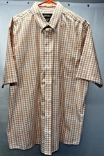 Eddie Bauer Shirt Mens Peach Plaid Button Up Short Sleeve Tall Xl aa57
