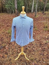 Charles Tyrwhitt Blue Check Button Up French Cuff SLIM FIT Dress Shirt 15/33