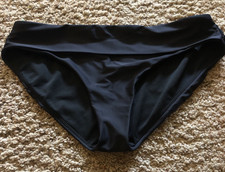 Prana Womens Black Solid Bikini Swim Bottoms Fold Over 15.5" across at waist