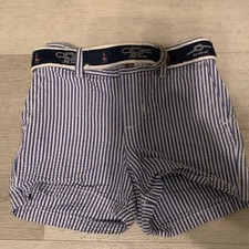 Ralph Lauren Blue and White Striped Belted Shorts