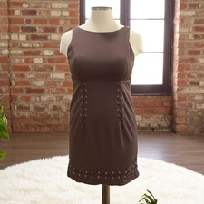 Etcetera Brown Lace Up Mini Dress Sleeveless Size 14 Y2K Corset Style
