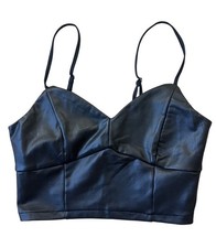 Forever 21 Y2K Faux Leather Bustier Corset Womens Small Black Moto Festival Vamp