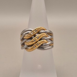 Platinum 900 18k Yellow Gold Clear Stones Ring Size L/6 7.62g ACT#8606