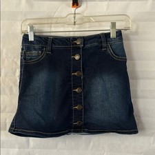 Cat  Jack Girls Denim Skirt Front Button Closure Size 7/8 Blue Jean Skirt