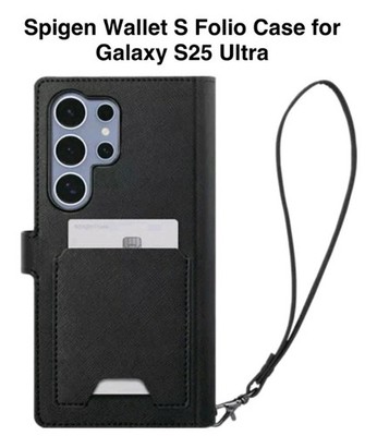 New Spigen Wallet S Folio Leather Case for Samsung Galaxy S25 Ultra - Black