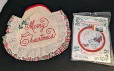Vintage Handmade Christmas Baby Bib And New Crossstitch Kit