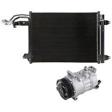 For VW Jetta GTI R32 Audi A3 AC Compressor w/ A/C Condenser Drier CSW