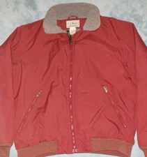 Vintage LL Bean Men's Fleece Lined Jacket Size Medium Dark Maroon Red Color