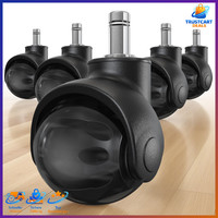 BüRostuhl Rollen 5Er Set 11X22Mm Gummi Schwarz Glatt Leise FüR Hartboden