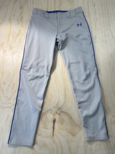 Youth Boys XL Under Armour Baseball Pants Gray w/blue piping