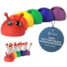 Schaller Industries Rainbow Caterpillar Test Tube Rack – 16mm, Holds 15 Blood...