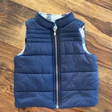 Tommy Bahama Toddler Boys Deep Navy Blue Puffer Vest Sz 24M Zip Flannel Lined