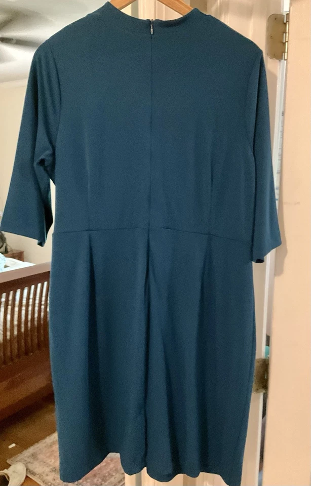 J Jill WE Draped Twist-Front Dress , Large Petite, Atlantic Color, New - Image 3 of 4