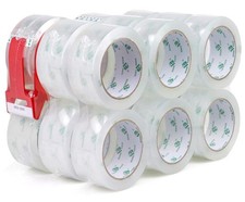 18 Pack Clear Packing Tape Dispenser 2.4 Mil 1.88 Inch x 60 YD Heavy Duty Box