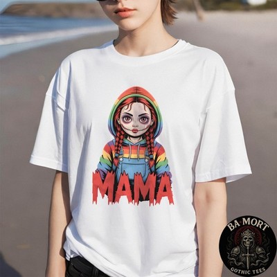 Creepy Mama Horror Doll Spooky Mom Gothic Style T-Shirt